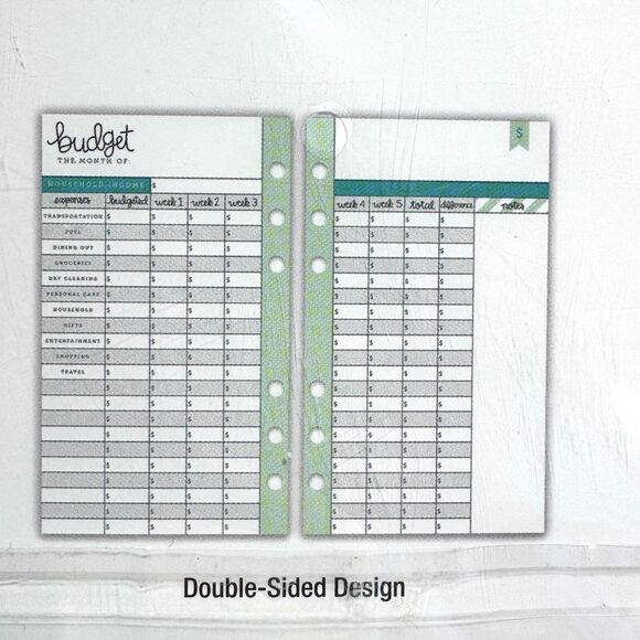 Budget Planner Refill Inserts 4 x 6.79 26 Double Sided Sheets Personal Planning - Picture 3 of 3